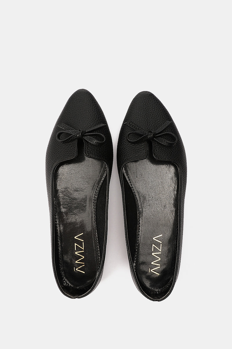 LEATHER KITTEN BLACK BALLERINA