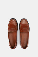 TAN VEGAN LEATHER PENNY LOAFERS