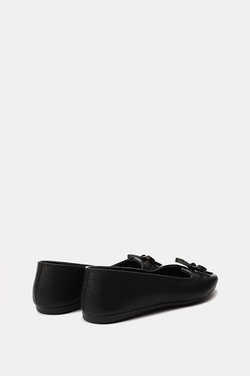 LEATHER KITTEN BLACK BALLERINA