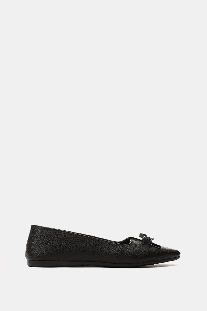 LEATHER KITTEN BLACK BALLERINA