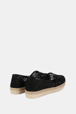 BLACK FLORAL MESH LOAFERS