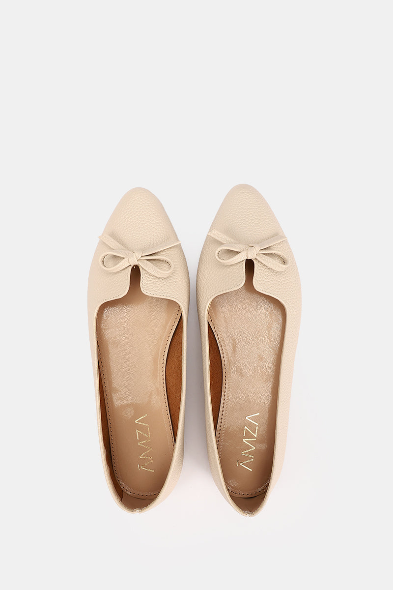 LEATHER KITTEN BEIGE BALLERINA