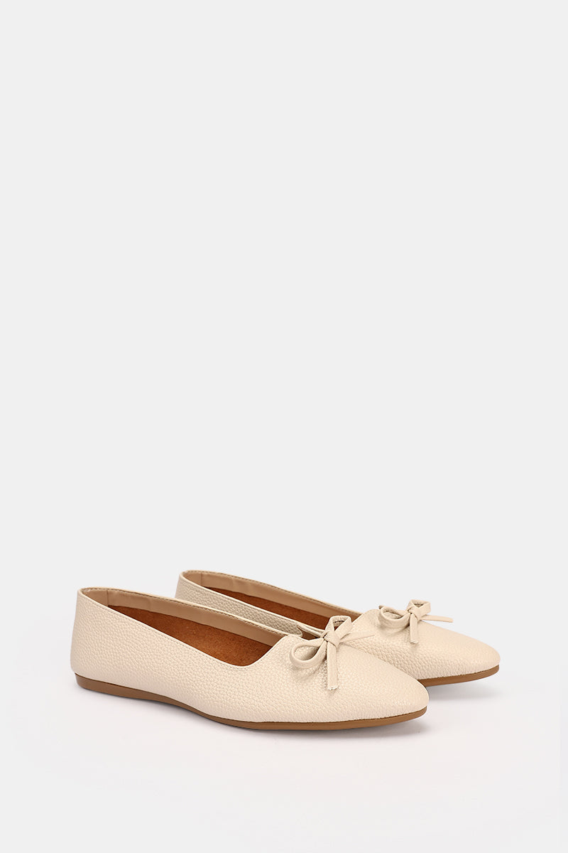 LEATHER KITTEN BEIGE BALLERINA