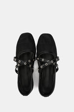 CROSS STRAP BLACK BALLERINA