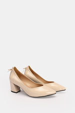 BEIGE VERNE BOW LOW HEELS