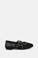CROSS STRAP BLACK BALLERINA