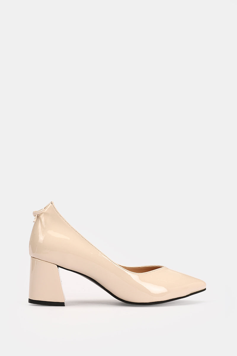 BEIGE VERNE BOW LOW HEELS