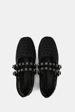 DOUBLE BUCKLE BLACK DOTTED FLAT