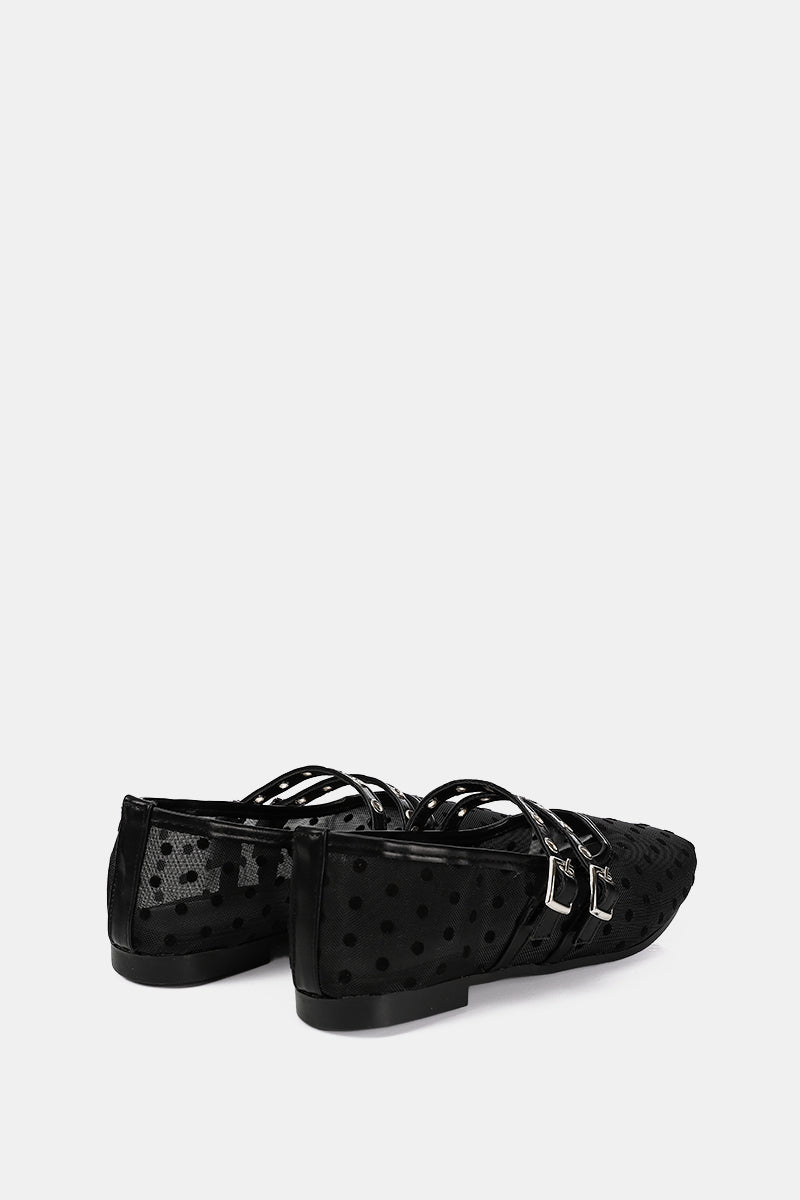 DOUBLE BUCKLE BLACK DOTTED FLAT