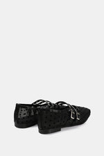 DOUBLE BUCKLE BLACK DOTTED FLAT