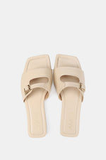 LEATHER BEIGE CUSHIONED SLIPPER