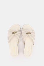 GOLD BUCKLE CREAMY SHEER SLIPPERS