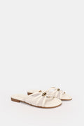 WHITE GOLD BUCKLE SHEER SLIPPERS