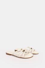 GOLD BUCKLE CREAMY SHEER SLIPPERS