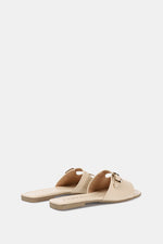 LEATHER BEIGE CUSHIONED SLIPPER