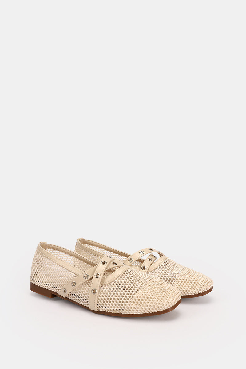 CROSS STRAP BEIGE BALLERINA