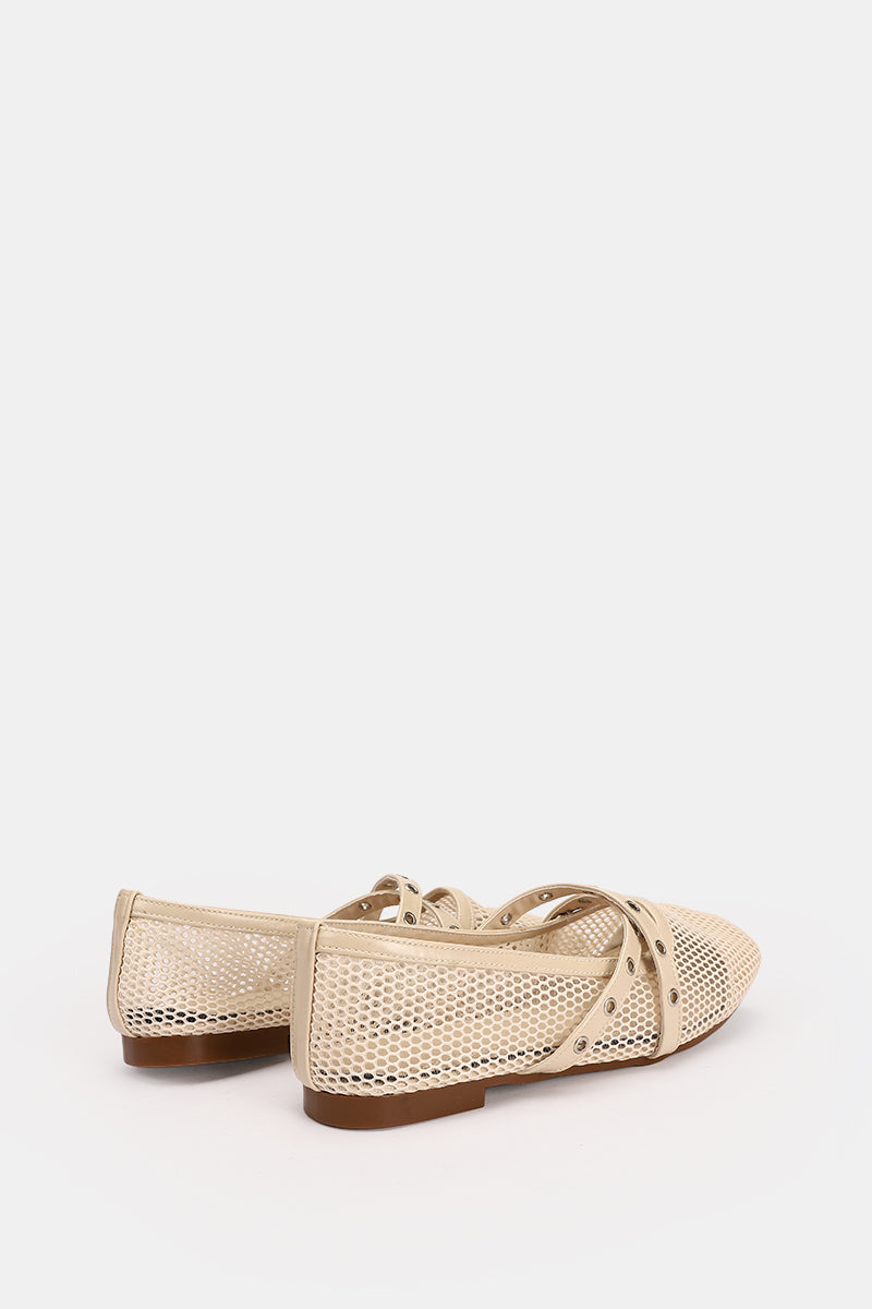CROSS STRAP BEIGE BALLERINA
