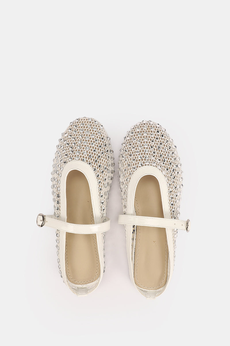 JEWELED WHITE MULE