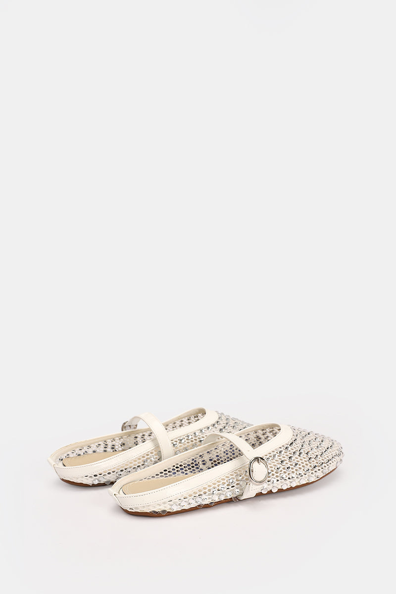JEWELED WHITE MULE