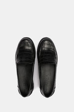 BLACK VEGAN LEATHER PENNY LOAFERS