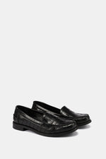BLACK VEGAN LEATHER PENNY LOAFERS