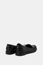 BLACK VEGAN LEATHER PENNY LOAFERS
