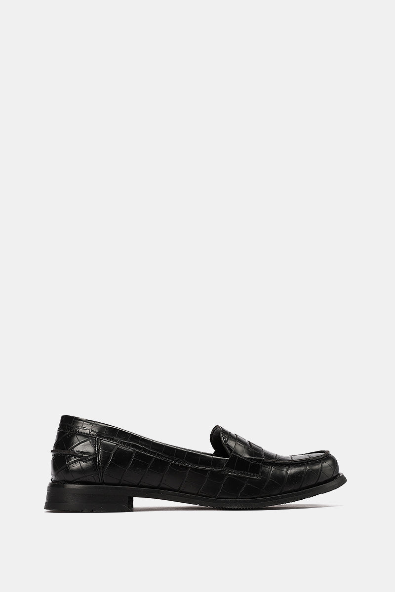 BLACK VEGAN LEATHER PENNY LOAFERS