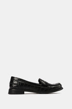 BLACK VEGAN LEATHER PENNY LOAFERS