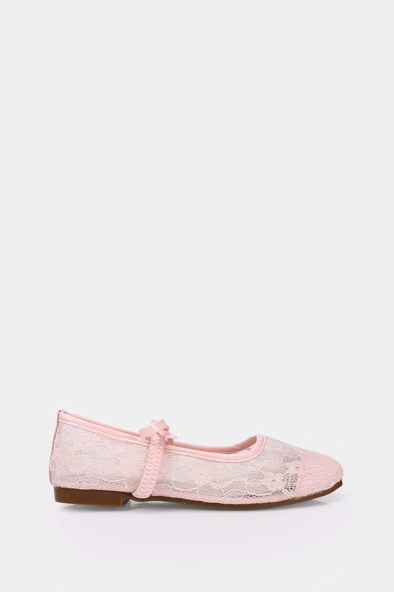 PINK FLORAL MESH BALLERINA