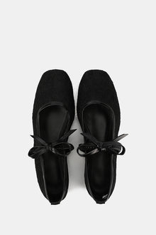 BLACK FLORAL MESH BALLERINA