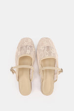 BEIGE FLORAL MESH MULE