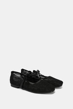 BLACK FLORAL MESH BALLERINA