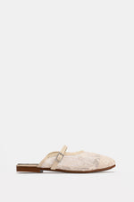 BEIGE FLORAL MESH MULE