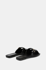 LEATHER BLACK CUSHIONED SLIPPER