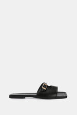 LEATHER BLACK CUSHIONED SLIPPER