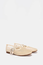 DOUBLE BUCKLE BEIGE DOTTED FLAT