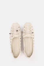 WHITE LACE UP BALLERINA