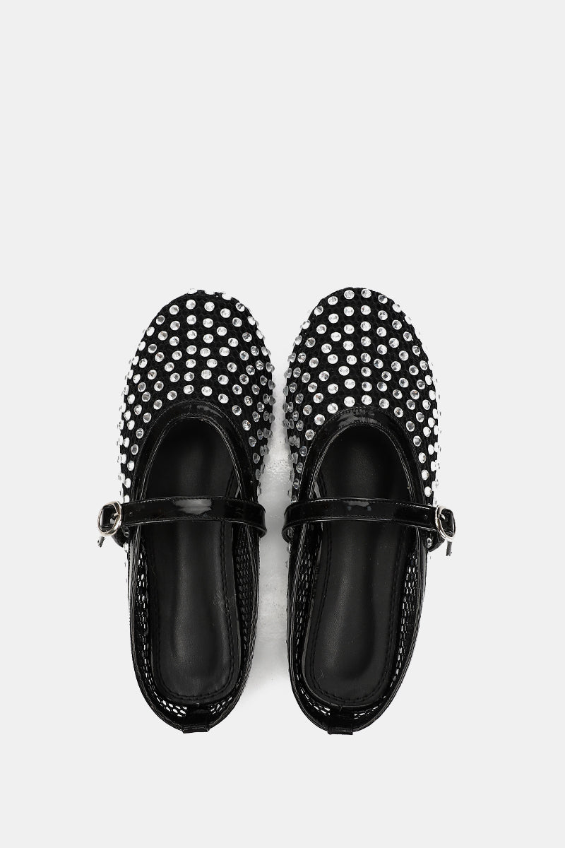 JEWELED BLACK MULE