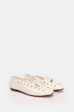 WHITE LACE UP BALLERINA