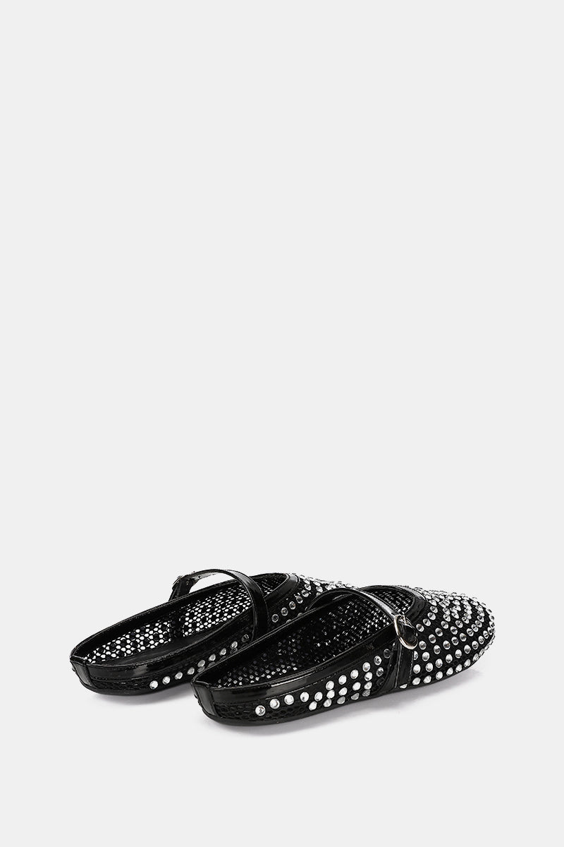 JEWELED BLACK MULE