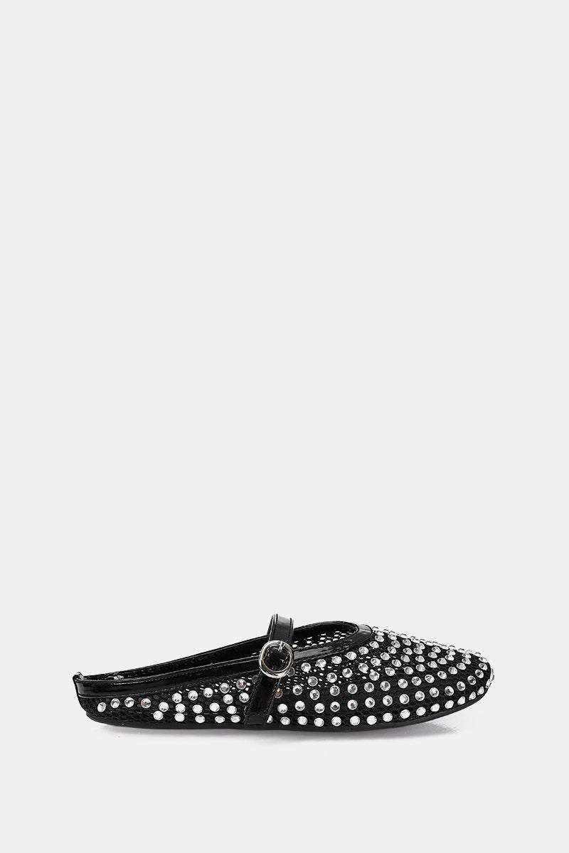 JEWELED BLACK MULE
