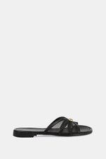 GOLD BUCKLE BLACK SHEER SLIPPERS