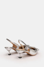SILVER VERNE KITTEN PUMPS