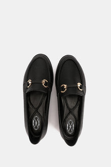BLACK CHAINED CUSHIONED LOAFER