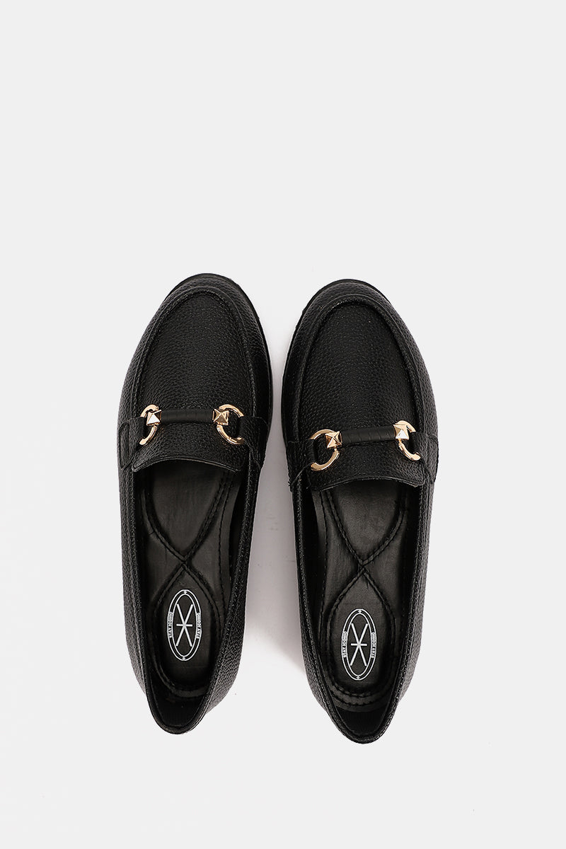 BLACK CHAINED CUSHIONED LOAFER