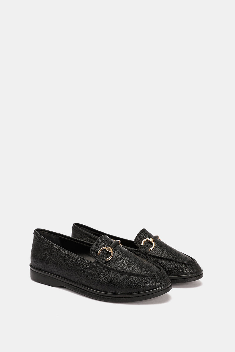 BLACK CHAINED CUSHIONED LOAFER