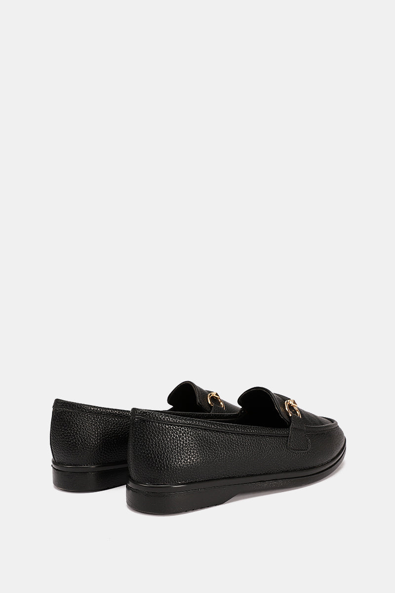 BLACK CHAINED CUSHIONED LOAFER