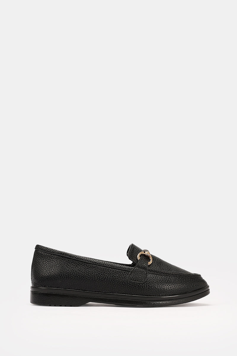 BLACK CHAINED CUSHIONED LOAFER