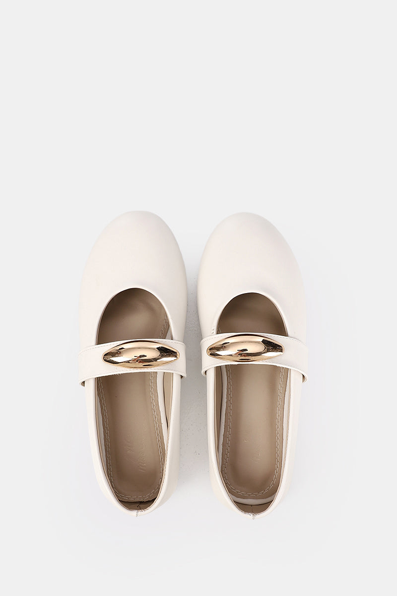 GOLD BUCKLE OFF WHITE MARY JANE