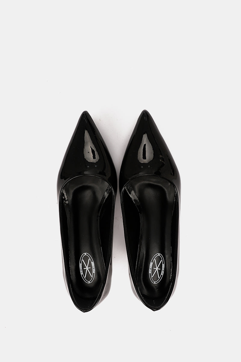 BLACK POINTED TOE VERNE KITTEN HEELS